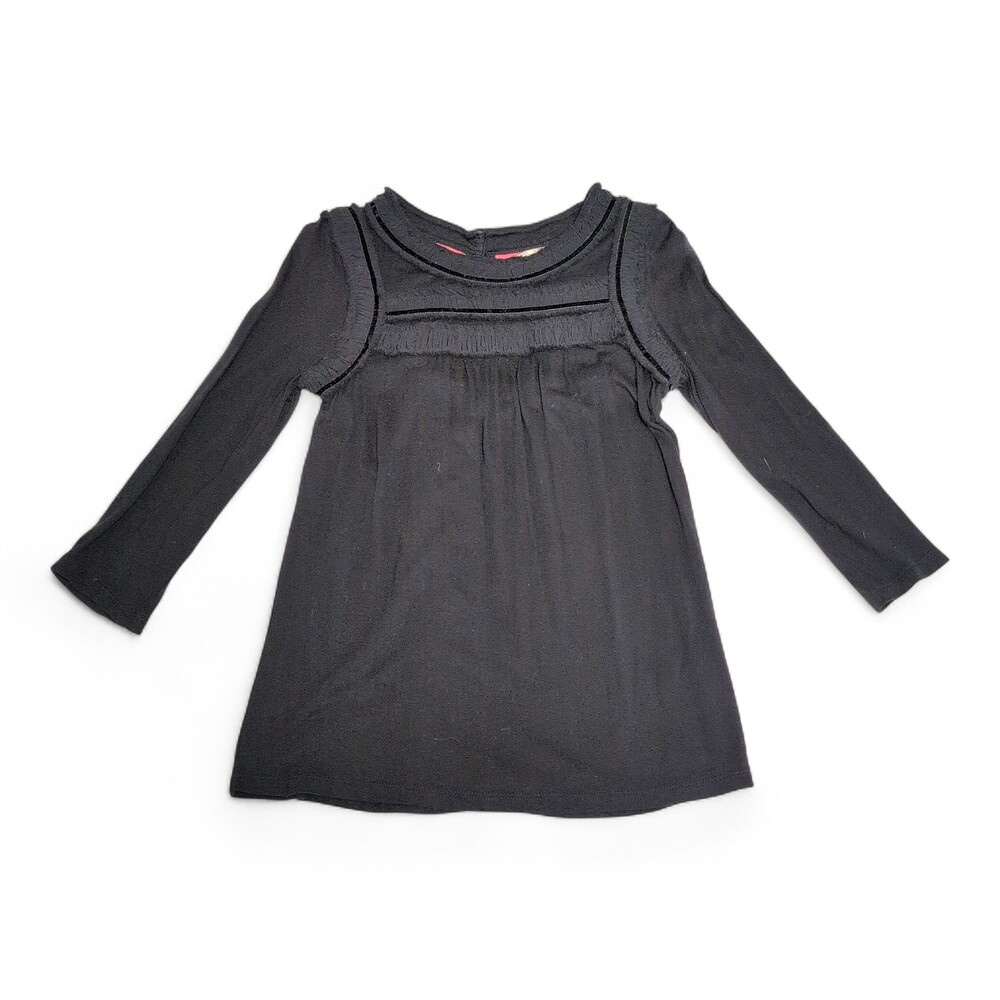 Boden Black Long-Sleeve Fringe Yoke Top - Size 2